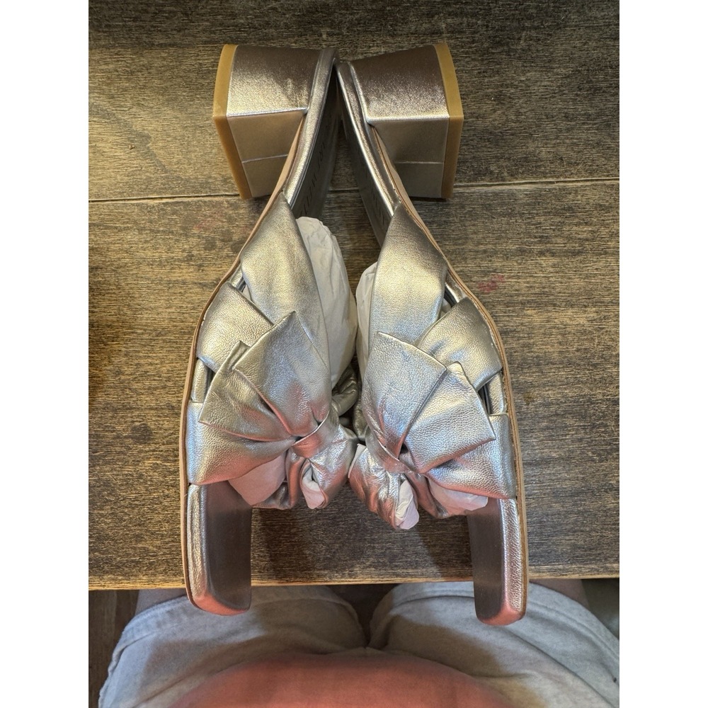 Stuart Weitzman Silver Bow Sandals - image 6